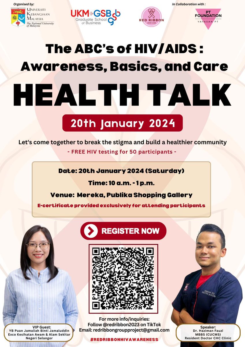 The4th16's tweet photo. Hey guys, sharing this out for awareness as a free HIV talk and free HIV testing for the first 50 participants is hosted, and it is totally free to join the talk at the specified venue. 

Please feel free to register through the QR code. Thank you. https://t.co/hGOj9oELKB