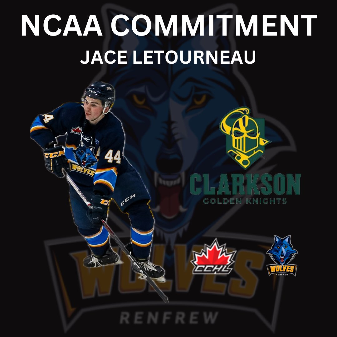NCAA D1 Commit 

The Wolves are proud to be part of Jace’s journey the last two seasons. This is a player who worked and clawed his way to where he is today. Determination and hard work has payed off to get this opportunity and we are thrilled for him and our program. 
<a href="/TheCCHL/">The CCHL</a>