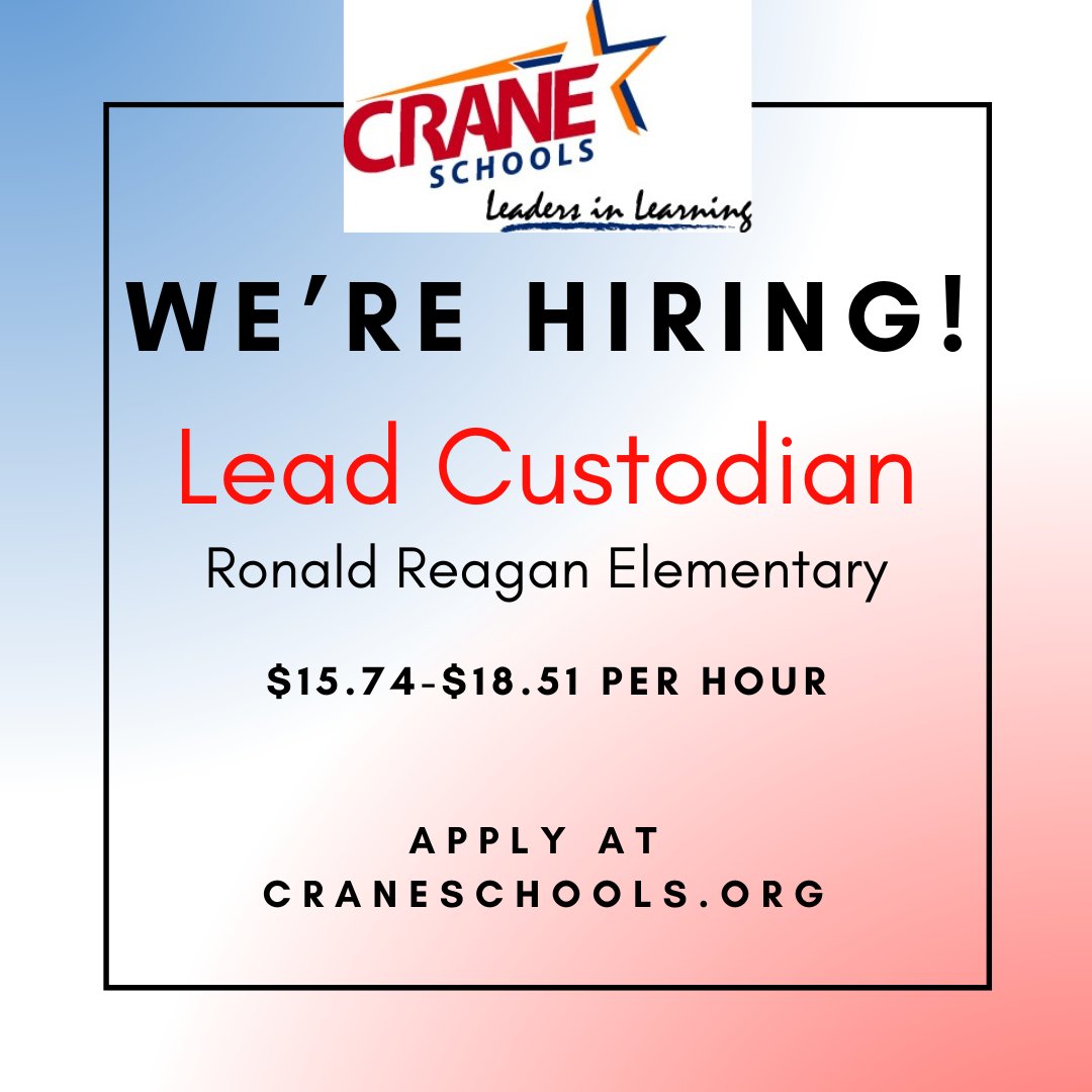 🚨🚨Do you have an interest in custodial work? Have a high school diploma or GED? Able to lift average to heavy weights? We'd love to meet you!🤝 Details at ow.ly/LLq750QsbOl 🌵 #comejoinourcrew 🌵