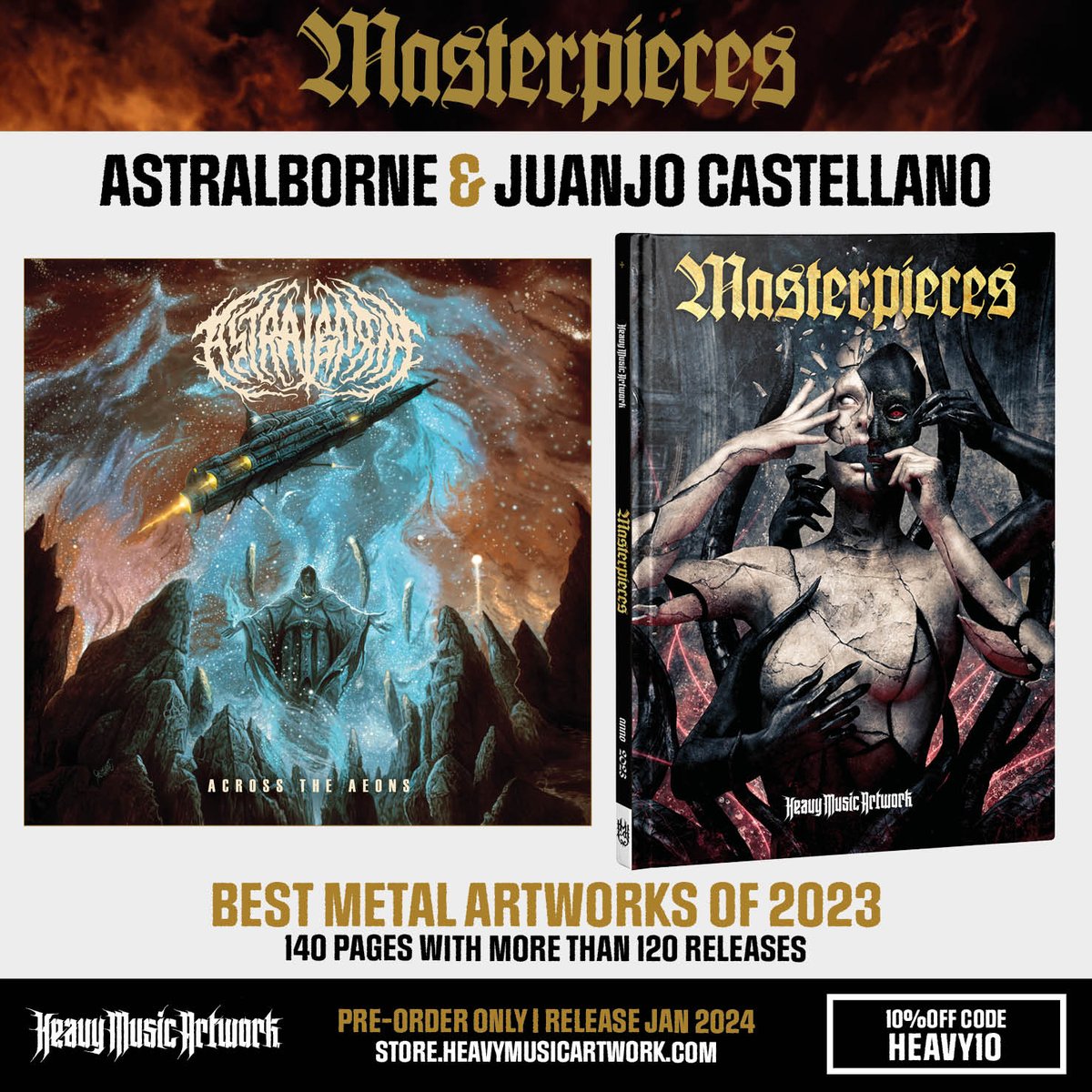 ASTRALBORNE (@astralborneband) on Twitter photo The 2023 edition of “Masterpieces” from Heavy Music Artwork will feature the cover art from our album ‘Across the Aeons’, created by the legendary <a href="/juanjo_artwork/">Juanjo Castellano</a>. Pre-orders are live! Enter discount code HEAVY10 at checkout for 10% off.
Order here: store.heavymusicartwork.com The 2023 edition of “Masterpieces” from Heavy Music Artwork will feature the cover art from our album ‘Across the Aeons’, created by the legendary <a href="/juanjo_artwork/">Juanjo Castellano</a>. Pre-orders are live! Enter discount code HEAVY10 at checkout for 10% off.
Order here: store.heavymusicartwork.com