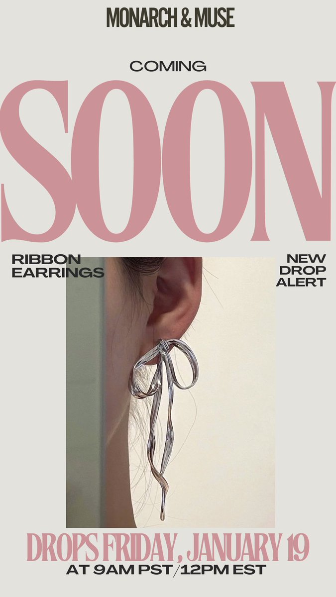 DROPS TOMORROW: Don’t miss the launch of the viral new Ribbon Earrings FRIDAY, JANUARY 19 at 9AM PT/12PM ET 🎀