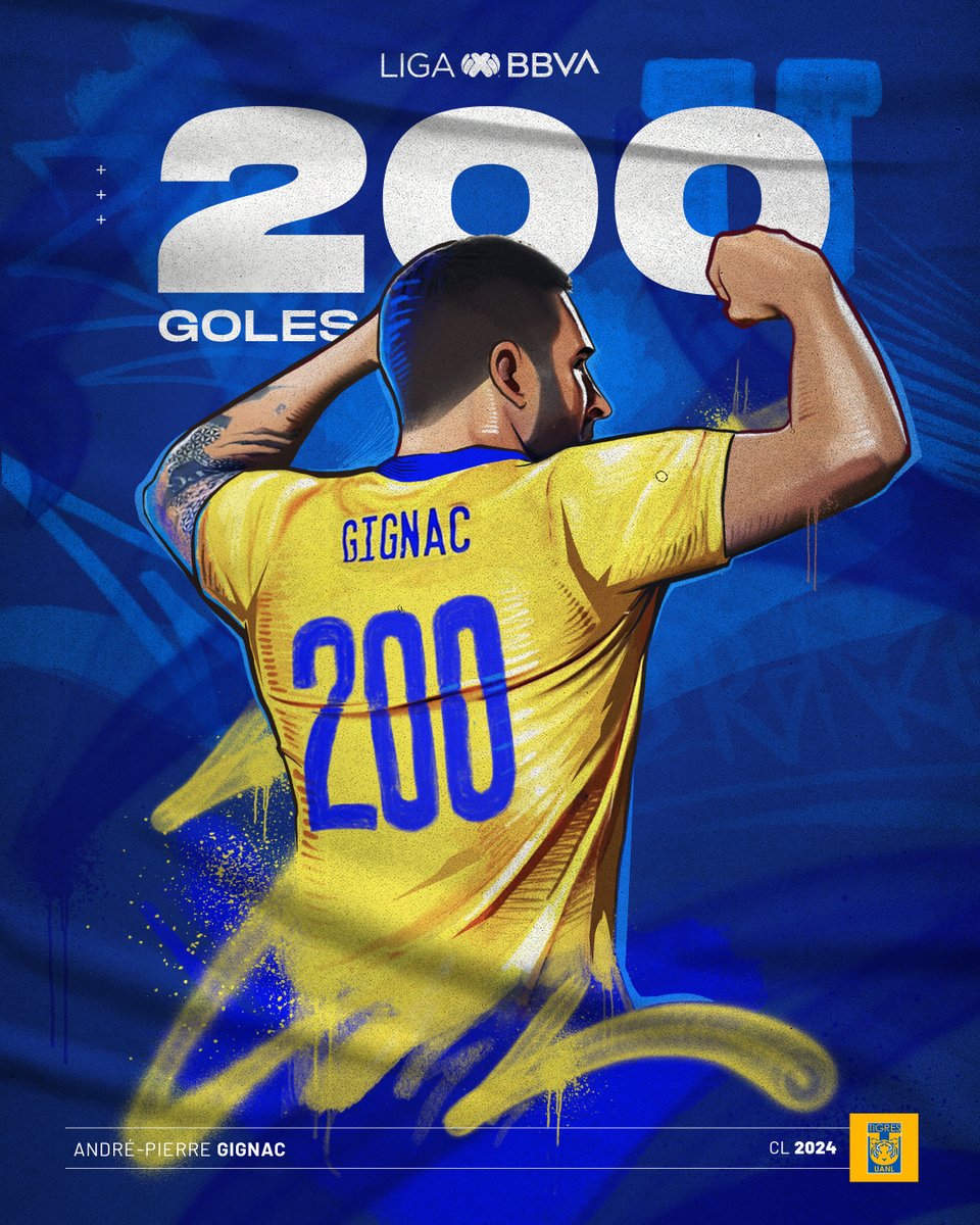 LigaBBVAMX's tweet photo. ⚽️200 GOLES DE  @10APG 🇫🇷

⚽️¡200 GRITOS CON LA MISMA PASIÓN!

✅EL HOMBRE HISTÓRICO DE @TigresOficial 🐯

#LigaBBVAMX I #Clausura2024 https://t.co/JhP5h7230v