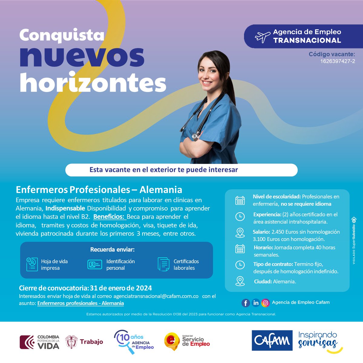 Esta vacante en el exterior te puede interesar..!!  💼