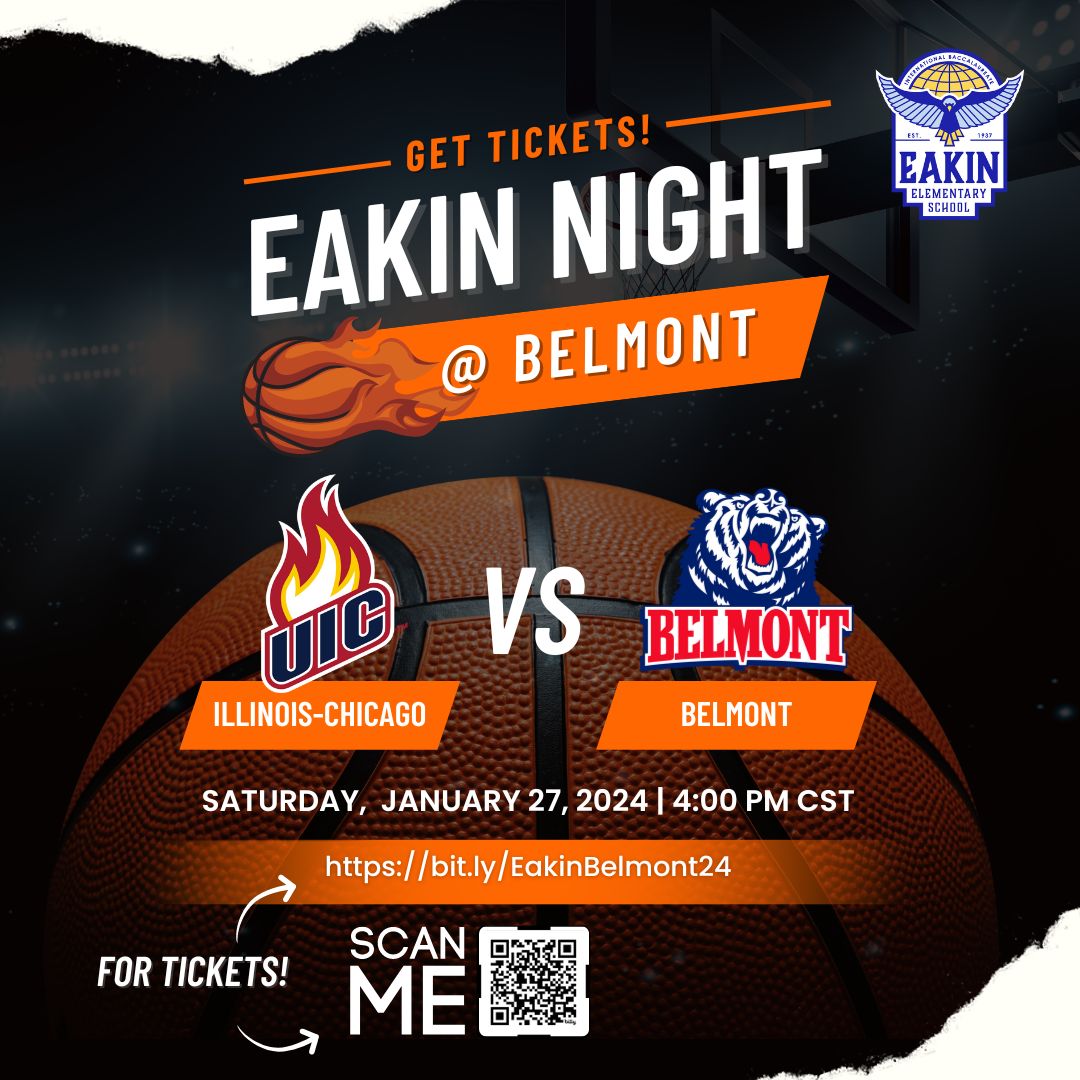Join us for Eakin Night with <a href="/BelmontMBB/">Belmont Basketball</a>  as they take on the <a href="/UIC_MBB/">UIC Men's Basketball 🔥🏀</a>  at the Curb Event Center Saturday, January 27th at 4:00p!

Scan the QR code or click bit.ly/EakinBelmont24 for tickets!