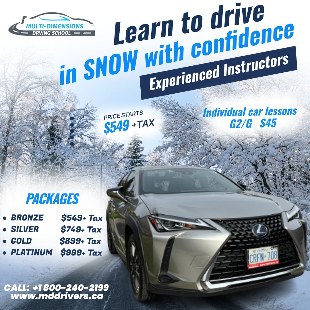 mddrivers's tweet image. Snowy roads call for skilled driving. Join our driving program and learn to maneuver with confidence in the chilly season. 
.
For more details 👇
📲 +1 800 240 2199 / +1 647 819 0164
🖥 mddrivers.ca
.
#multidimensionsdrivingschool #SnowDriveSkills #DriveToExcel