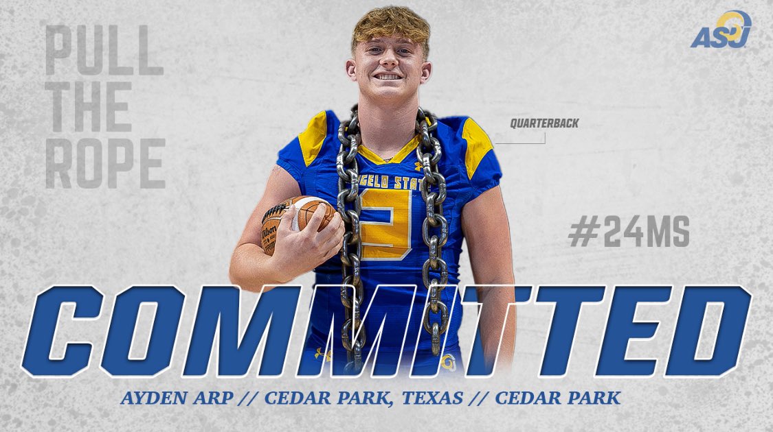 #AGTG After an another great conversation with @KevinKilmer, I am blessed to announce my commitment to @ASURamFootball and to be a Ram! 🟡🔵Thank you to everyone who has supported me throughout this journey!