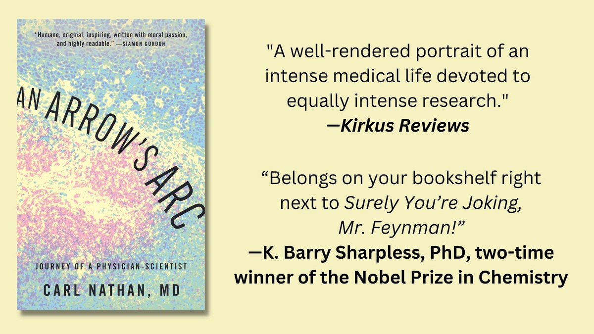 New this week: AN ARROW'S ARC: JOURNEY OF A PHYSICIAN-SCIENTIST by Carl Nathan, MD
pauldrybooks.com/products/an-ar…