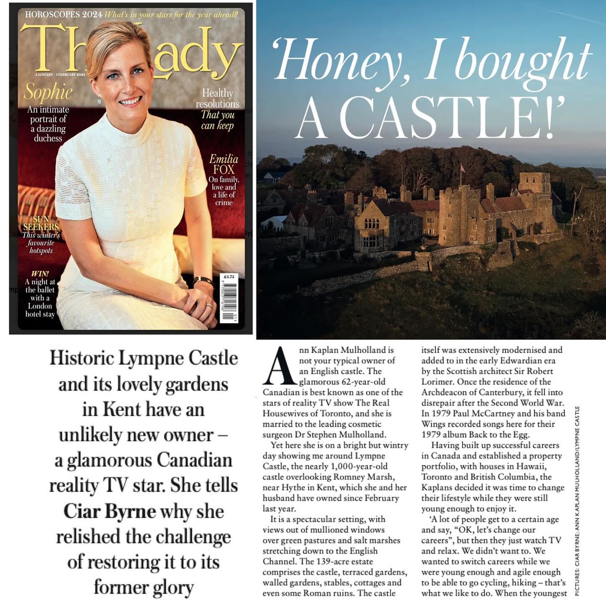 AnnKaplan_OwnIt's tweet image. Proud to be featured in #TheLadyMagazine, England. Thank you, Ciar Byrne, for the opportunity. On stands now (January 2024). #featurearticle #lympnecastle #castleweddings #unitedkingdom