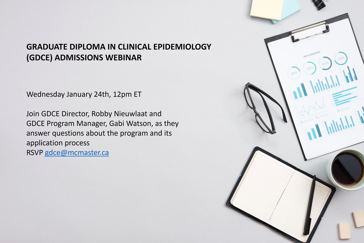 Want to find out more about the GDCE program and how to apply? Join us at our Admissions Webinar on January 24, 12pm ET. RSVP to gdce@mcmaster.ca for call in information. #admissions #webinar #epidemiology #research
