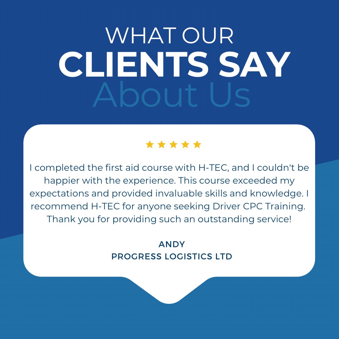 htecgroupuk's tweet photo. Feeling the good vibes from an awesome 5⭐ review from Progress Logistics! 

Join our Driver CPC Training via Zoom or at our Training Centre for a convenient and interactive learning experience!

To book now please contact 01530 249030 or email training@h-tec.co.uk

#drivercpc https://t.co/jeHprTdoKq