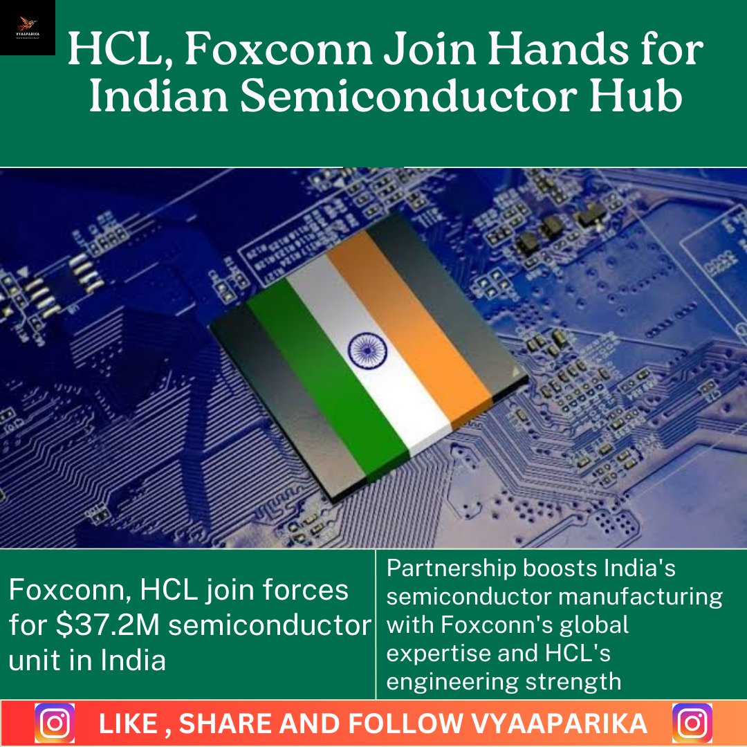 '🌐 Exciting tech news! Foxconn & HCL's $37.2M JV brings semiconductor manufacturing to India! 🇮🇳💻 #TechNews #Semiconductor #FoxconnHCLCollab #InnovationIndia #MakeInIndia'