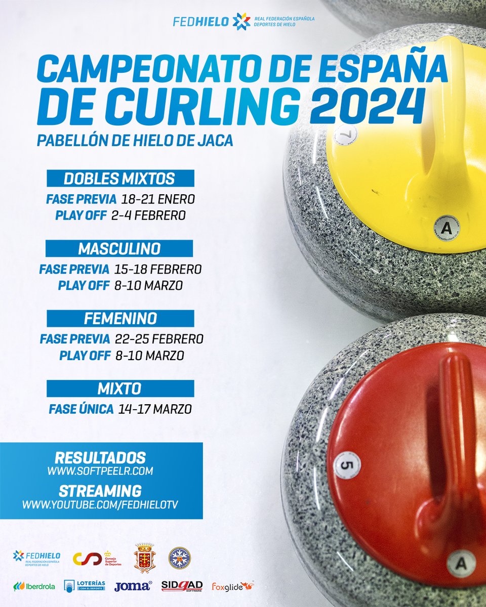 🥌 Hoy ha arrancado en Jaca el Campeonato de España de Curling 2024 con las competiciones de 1ª División

📊 Resultados en directo softpeelr.com/en/tournaments
📺 FEDHielo TV youtube.com/@FEDHieloTV

🙌🏻 ¡Mucha suerte a todos los participantes!

#curlingESP #curling