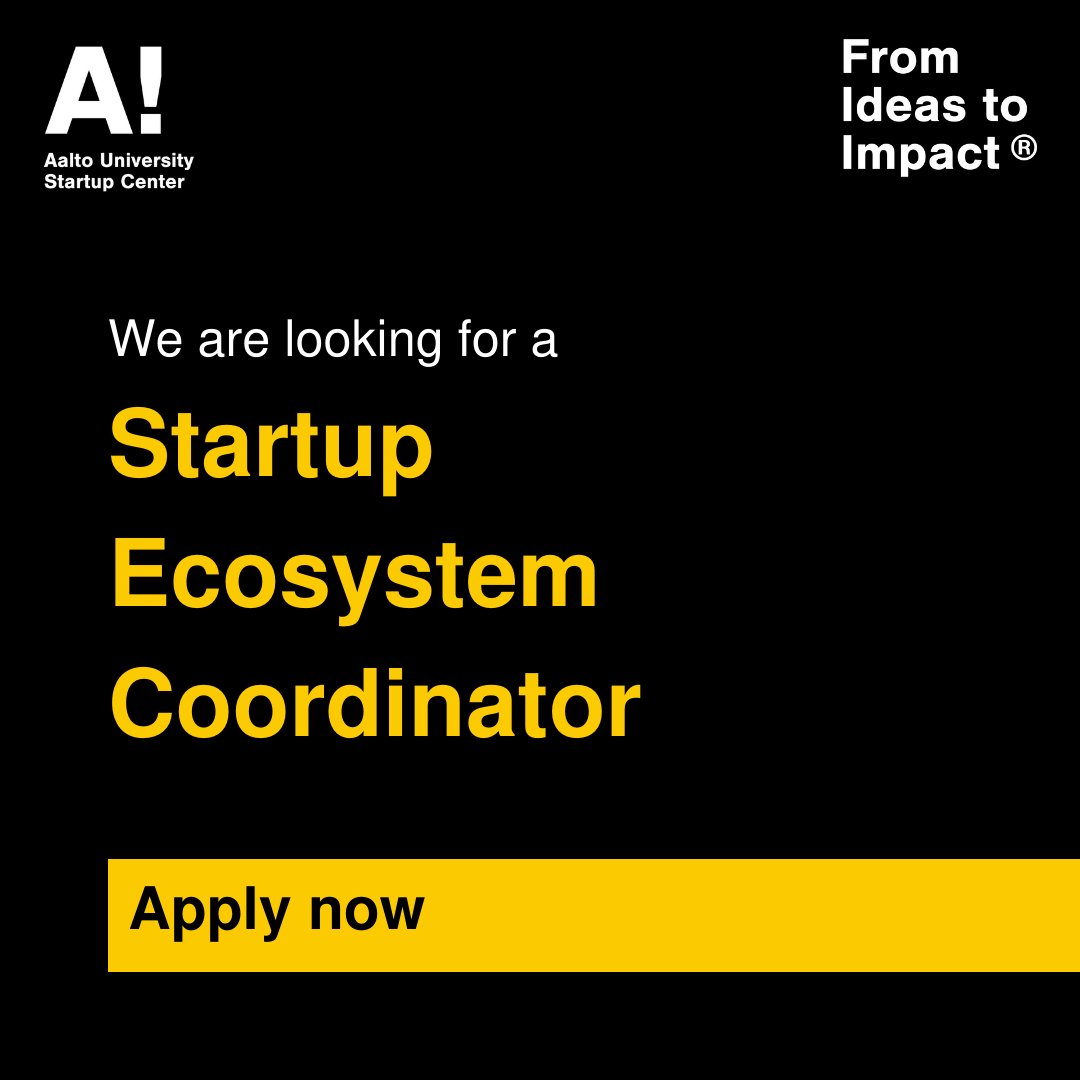 ✅ We are #hiring!

Are you enthusiastic to work with #startups and enjoy the spirit of an entrepreneurial atmosphere and innovative environment?

We are looking for a Startup Ecosystem Coordinator!

📎 Full description and application link here: lnkd.in/dUd6TG2V