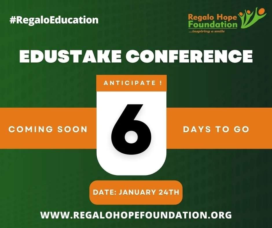 Count down with @RegaloHope Foundation for the Edustake Conference 2024.

The EduStake Conference 2024 is aimed at empowering educational stakeholders with valuable insights.

To be part of the conference, register here: thenationonlineng.net/foundation-to-…
