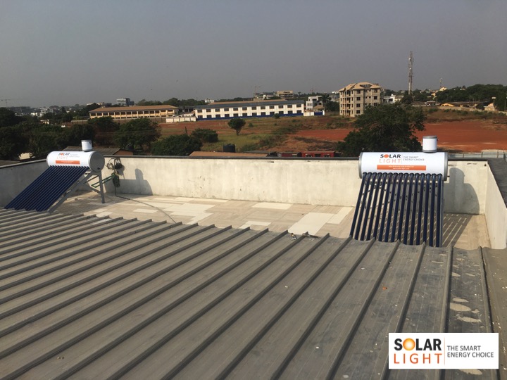 solarlightco's tweet photo. 150Litres Solar water heater installation in progress by Solar Light Ghana. 
Call for yours 0544-357-757 https://t.co/dQpkrsyzWh
