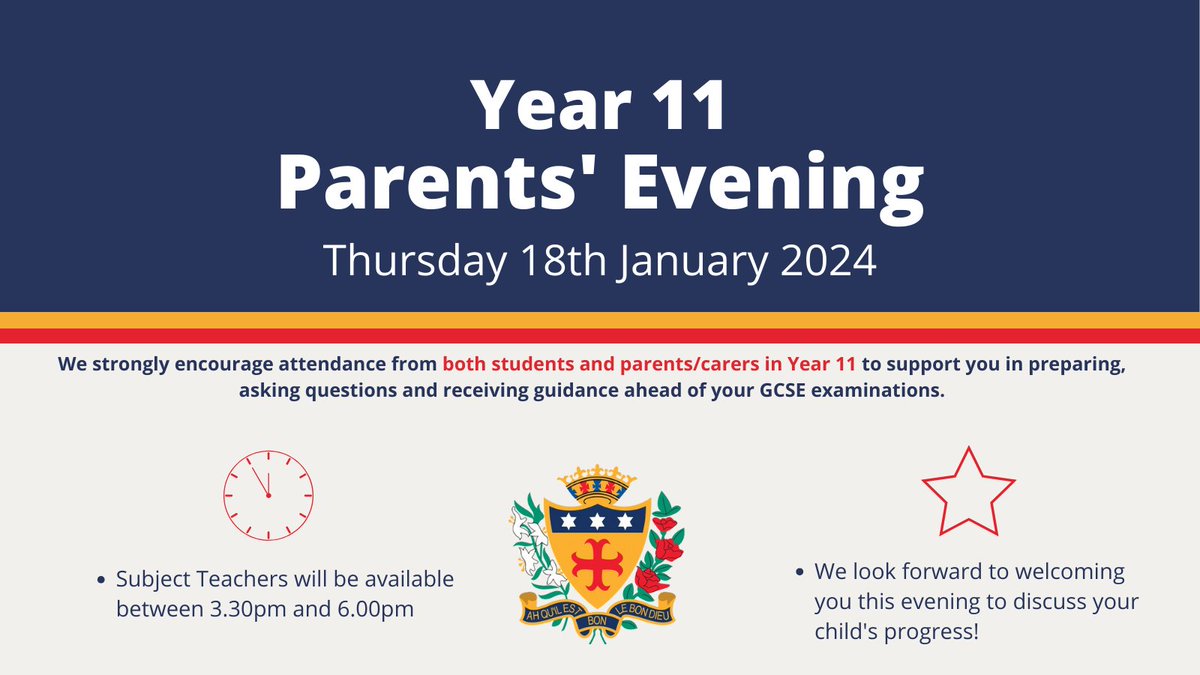 We look forward to welcoming Year 11 Parents' at 3.30pm! #Year11 #ParentsEvening #FocusonyourFuture