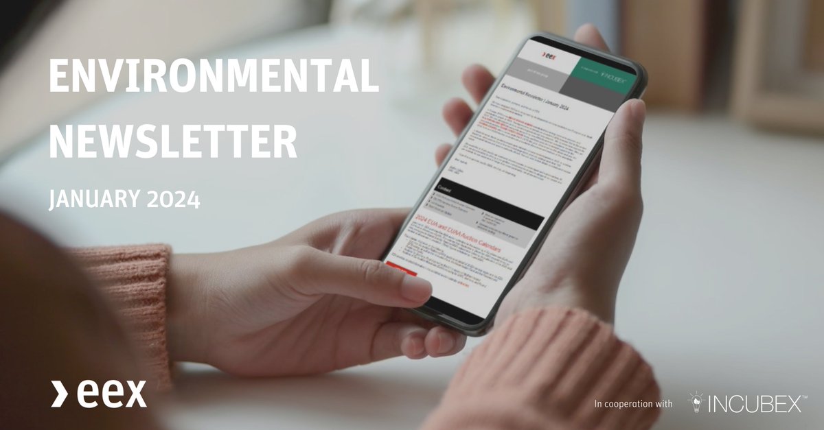 📰The January Environmental Newsletter is out! 📰 What’s new:
👉2024 EUA and EUAA Auction Calendars
👉EU ETS Maritime Section Extension
👉Updates from Nodal Exchange
👉EEX Group at E-world 2024

…and more! Click below for details!👇
#EUETS #EUA #eworld24
tinyurl.com/27z6s85t