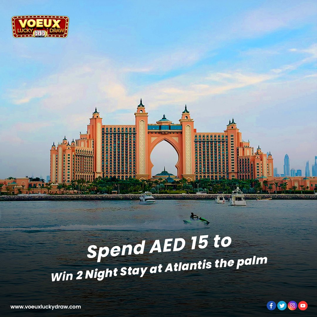 Your chance to win a 2-night stay at Atlantis the Palm is just AED 10!

Stay tuned for more exciting surprises coming soon. 

#VoeuxLuckyDraw #MetaVoeux #WinBig #LuckyDraw  #atlantisthepalm #AtlantisThePalmDubai #atlantisthepalmhotel #atlantisthepalmdubai🌴 #palm #palmjumeirah