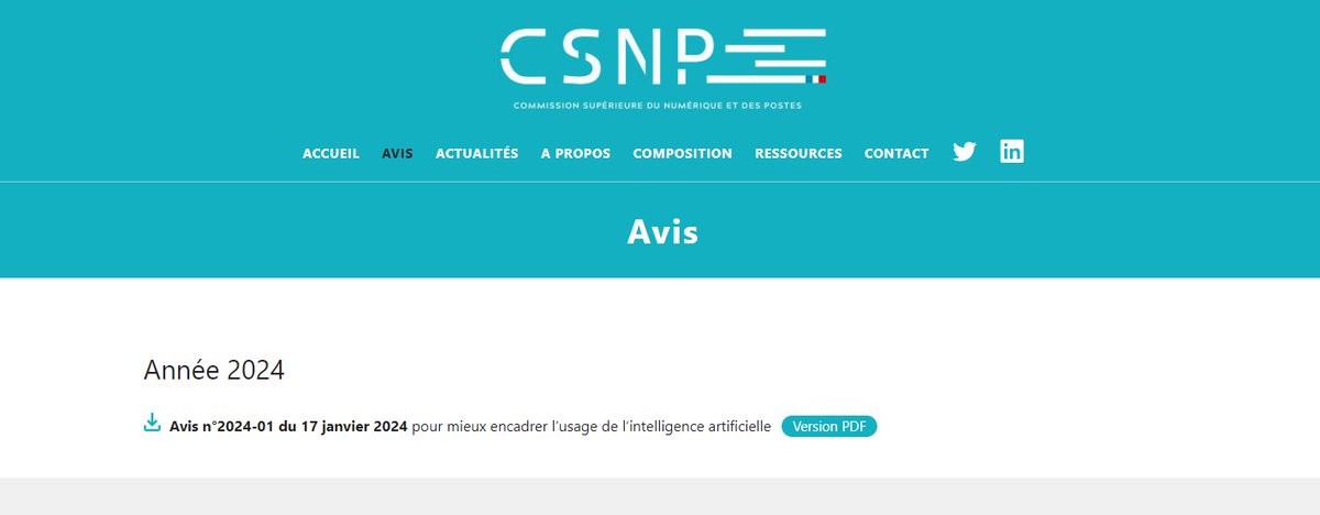 Dans un avis pour 'mieux encadrer l'usage de l'#IA', la @CSNUMPOST recommande : 👉un référent dans chaque administration 👉une autorité nationale indépendante 👉une supervision humaine pour toute utilisation dans les #servicespublics 👉 csnp.fr/avis/ #compublique