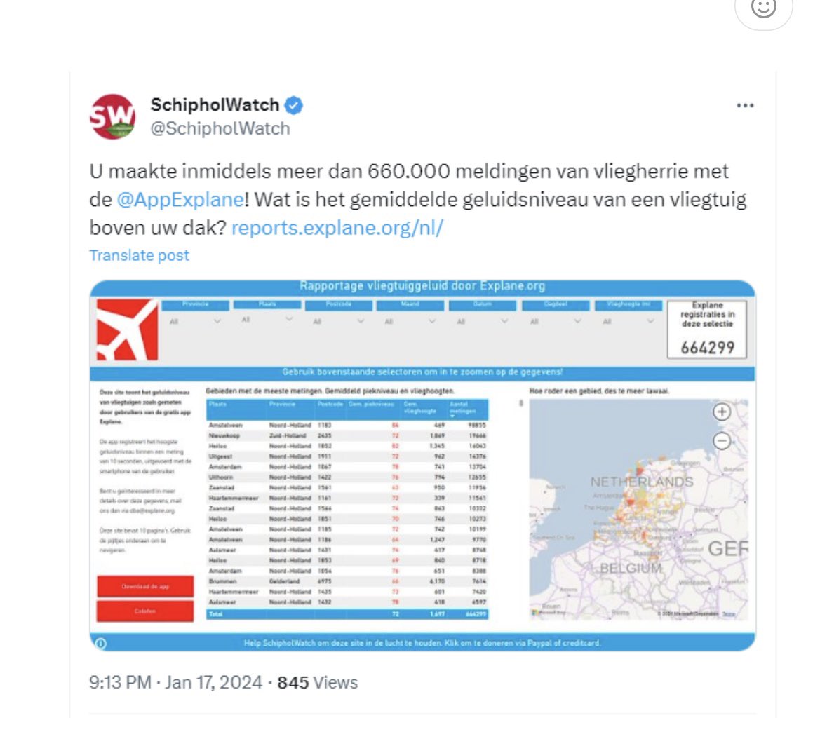 dewereldsltdr's tweet photo. Hilarisch..volgens @Schipholwatch is dit betrouwbaar terwijl al meerdere malen is aangetoond dat de App willekeurig geluid verbindt aan een vliegtuig in de buurt. Het maakt niet uit of het vliegtuig vliegt, taxiet of stilstaat
#onbetrouwbaar #Schipholwatch #Schiphol #KLM #explane https://t.co/Eb7qQkjfQV