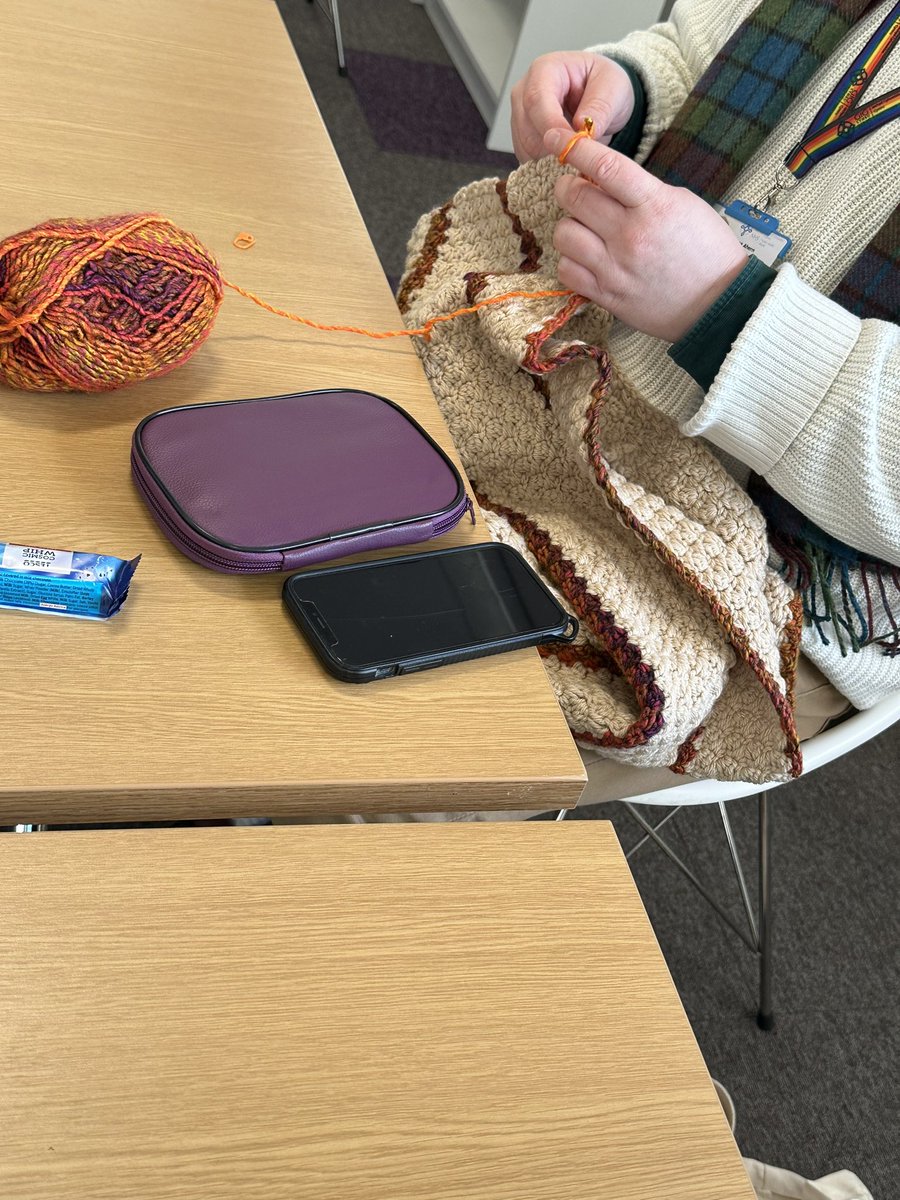 My team members in @PublicHealthW spending part of their break time #knitting and #crocheting One of the several #Wellbeing initiatives