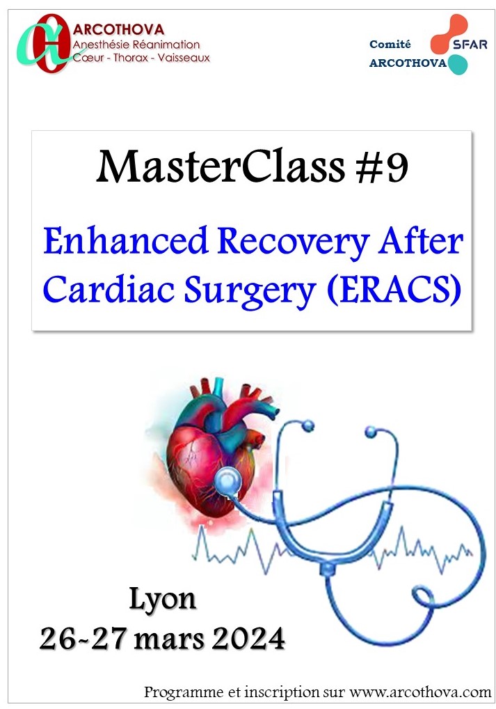 📆 Le 26 & 27 mars à Lyon, venez assister à la MasterClass 'Enhanced Recovery After Cardiac Surgery (ERACS)' du comité ARCOTHOVA ✍️ Programme et inscription ➡️arcothova.com @arcothova @AJARFrance @SyndicatSnarf @SNPHARE @SNJeunesAR @IADE_de_France @contactfnir