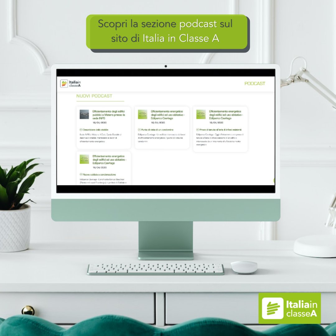 Sai che sul nostro sito abbiamo una sezione dedicata ai #podcast che pongono al centro i temi dell’#efficienzaenergetica?
Vuoi saperne di più? 👇🏻
italiainclassea.enea.it/podcast/
<a href="/ENEAOfficial/">ENEA</a>  <a href="/Agenzia_EE/">Agenzia Nazionale Efficienza Energetica</a> <a href="/MASE_IT/">Ministero Ambiente e Sicurezza Energetica</a>