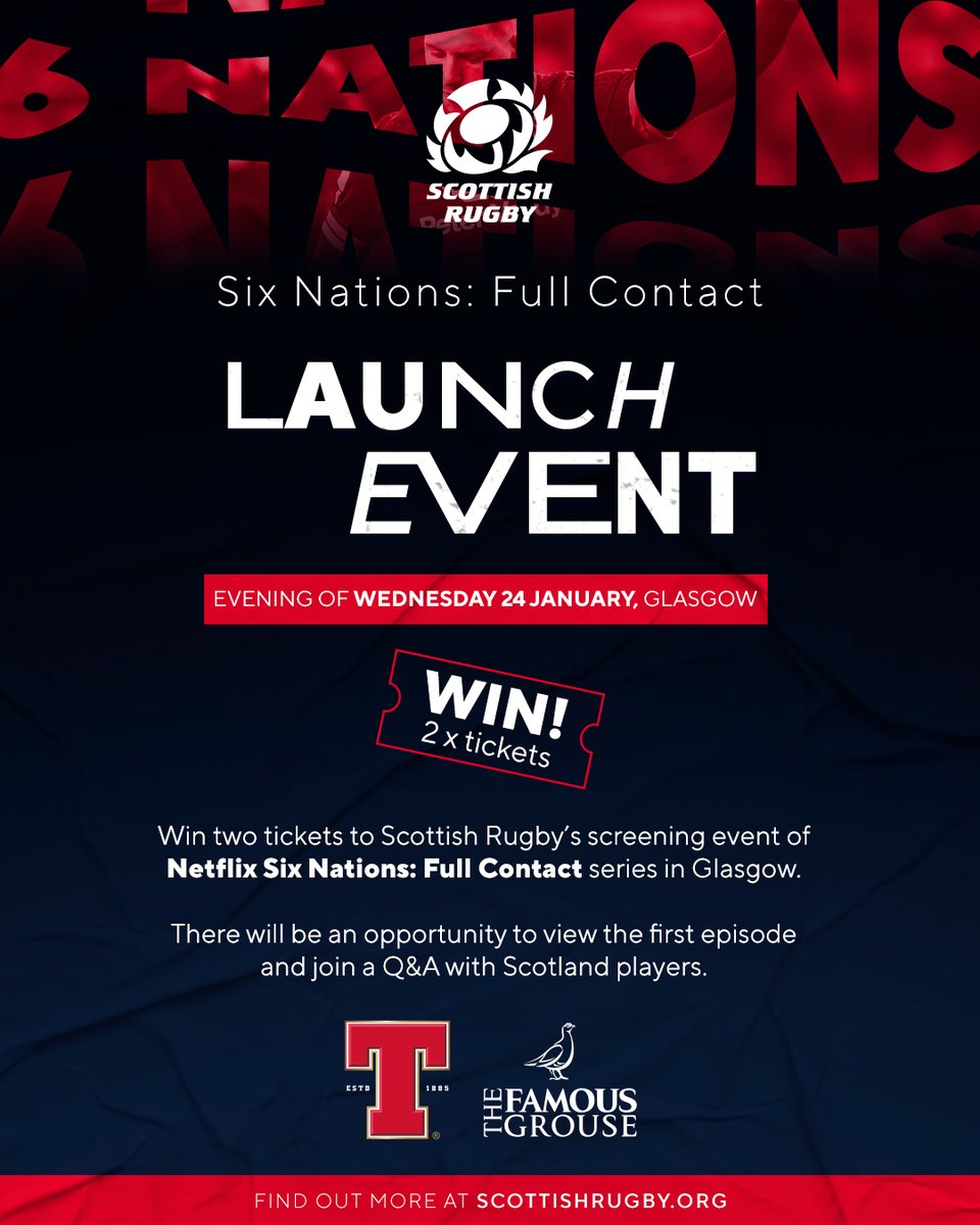 Join us on the red carpet 🎬

We have three pairs of tickets to give away to our Six Nations: Full Contact screening event in Glasgow on Wednesday 24 January 📺

 Enter now ➡️ bit.ly/3tV3Z9c
