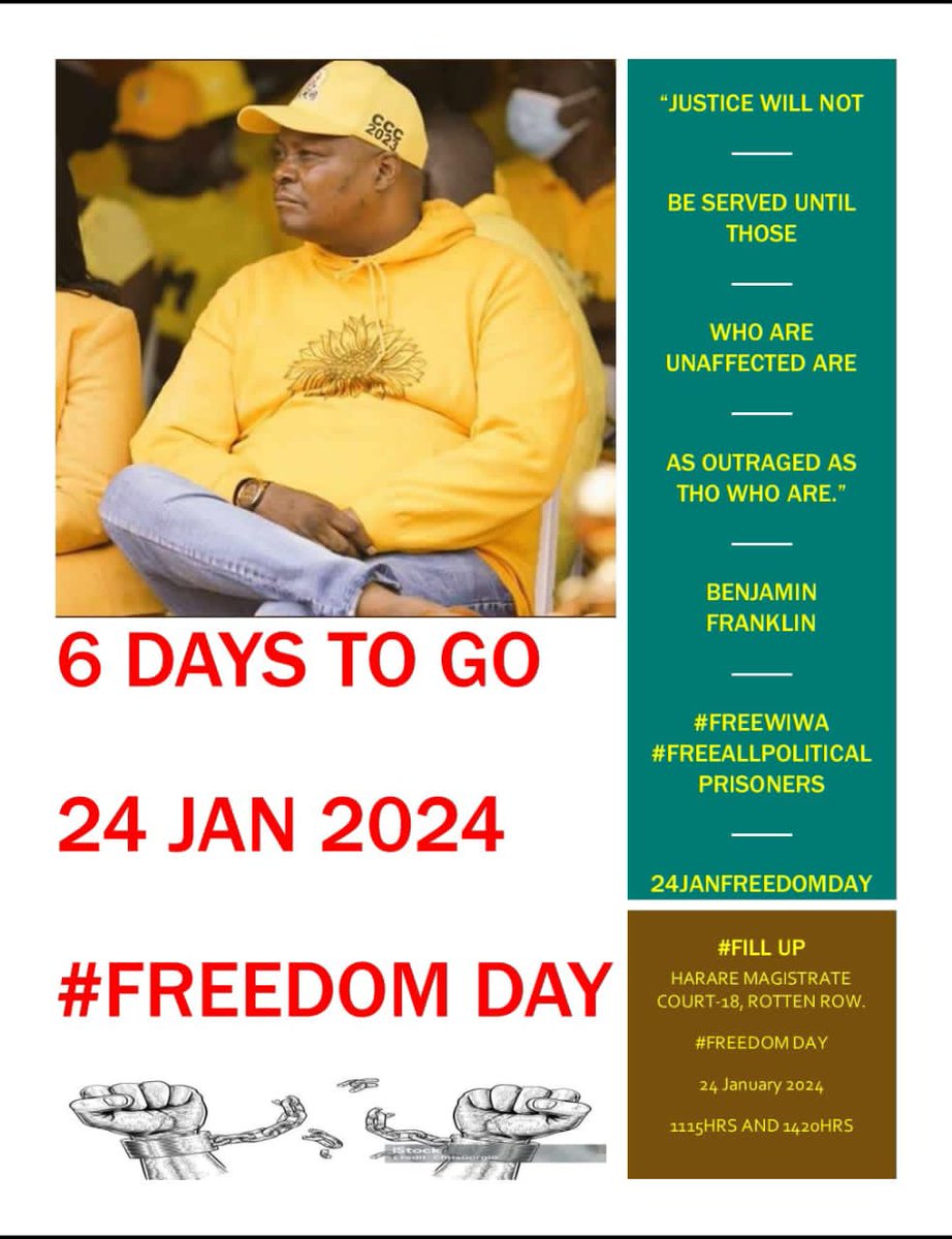 OMasaraure's tweet image. We are receiving phone calls from members of the Sikhala Solidarity Movement across the country,who are being invited for questioning by State agents.The State is advised that we are not planning any protests on 24 January 2024. We are simply attending court in numbers. #FreeWiwa