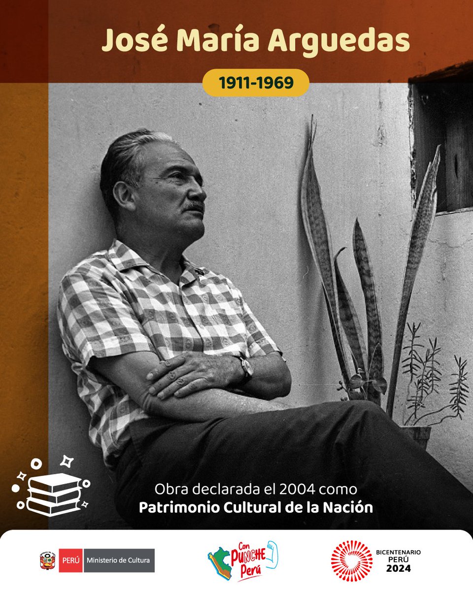 MinCulturaPe's tweet photo. 👨🏻🪶 Hoy, 18 de enero, recordamos el nacimiento del "tayta" José María Arguedas Altamirano, autor de una invaluable obra que ha contribuido a afirmar la cultura de nuestros pueblos indígenas. (1/3) https://t.co/uzWGWxXW0w