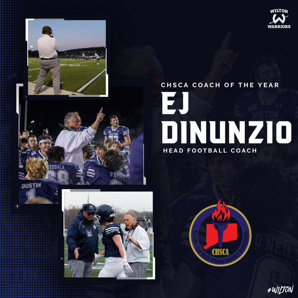 Coach DiNunzio was announced as the CT HS Coaches Association Coach of the Year at the All-State banquet last night. A well-deserved honor! 

Congratulations to coach, staff &amp; players on a great season!  #ctfb #cthsca