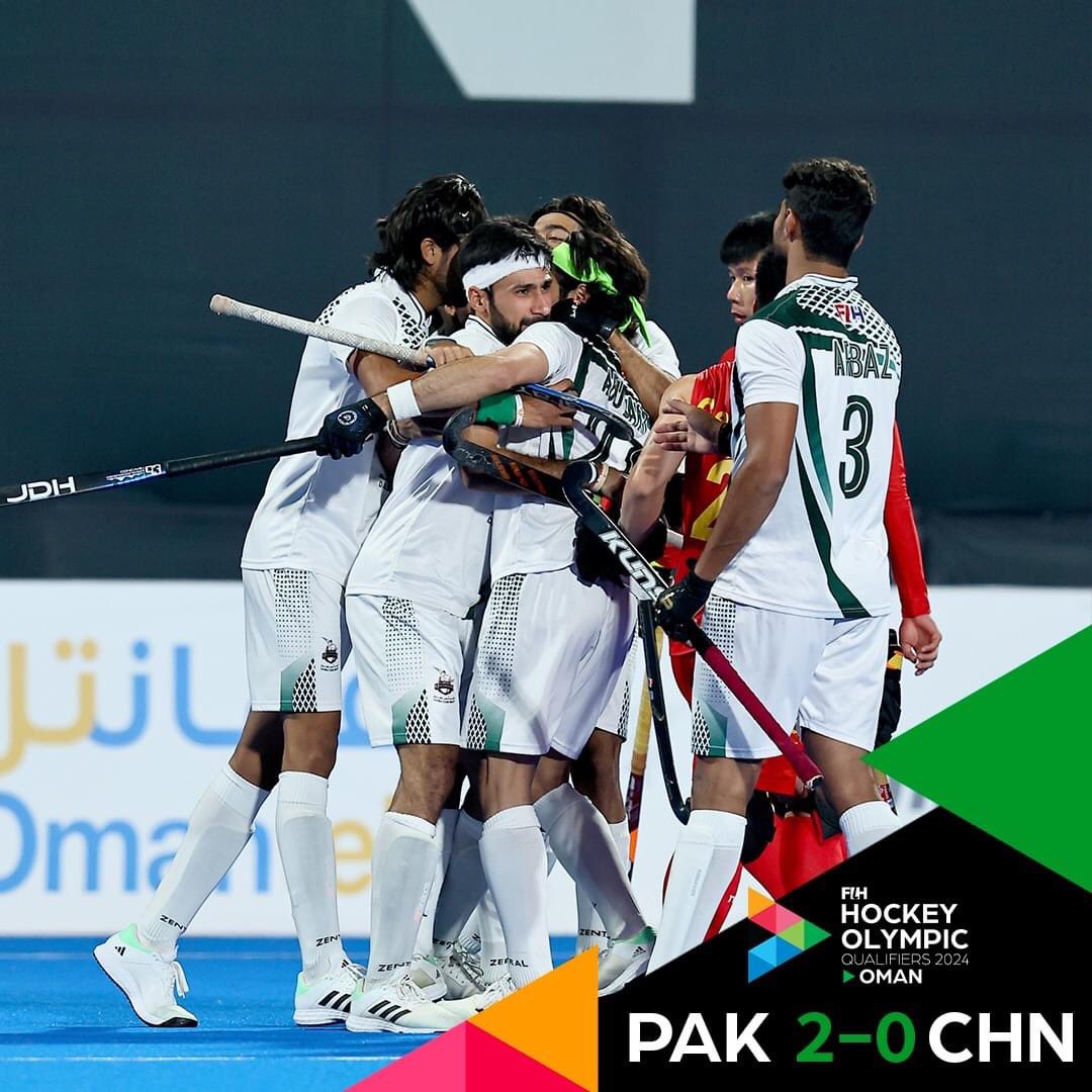 allahdad457212's tweet photo. 𝐅𝐮𝐥𝐥 𝐓𝐢𝐦𝐞: 𝐏𝐚𝐤𝐢𝐬𝐭𝐚𝐧 𝟐 - 𝟎 𝐂𝐡𝐢𝐧𝐚

Pakistan score twice in the second half to win their first game at the FIH Hockey Olympic Qualifiers in Oman. Olympic QFay #hocky  #pakvschina  #game https://t.co/N8mHquGdXs