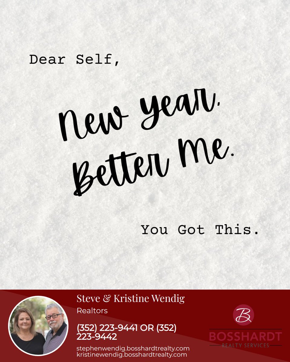 kwendig_realtor's tweet photo. New year, new you! Name one thing you are doing to better yourself this year, nothing is too big or small.
#steveandkristinewendigrealtors #bosshardtrealty #gainesvilleflorida #gogators #realestateagents #realestate #buyers #sellers https://t.co/I74o9kk3Aj