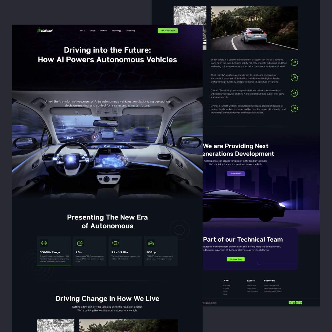 StylizeStudio's tweet photo. Check out the fantastic design of our one project of National AI Powers Vehicles website design.

Let us know if you dig it by giving a thumbs up! 👍

Follow us on 👉 @StylizeStudio  for more amazing design inspirations and tips.

#figma #webdesign https://t.co/R1KVFyECFp