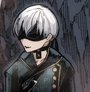 9s (nier:automata) ,yorha no. 9 type s 1boy male focus solo blindfold choker white hair upper body  illustration images