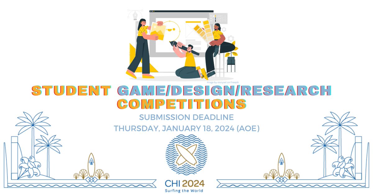 🚨 Attention all students! 🎮🖥️ Don't miss out on your chance to showcase your skills and creativity at #CHI2024! The Student Game/Design/Research Competition deadline is just around the corner on Jan 18th. 🏆 Get your submissions in now and let your innovation shine! ✨ @sigchi