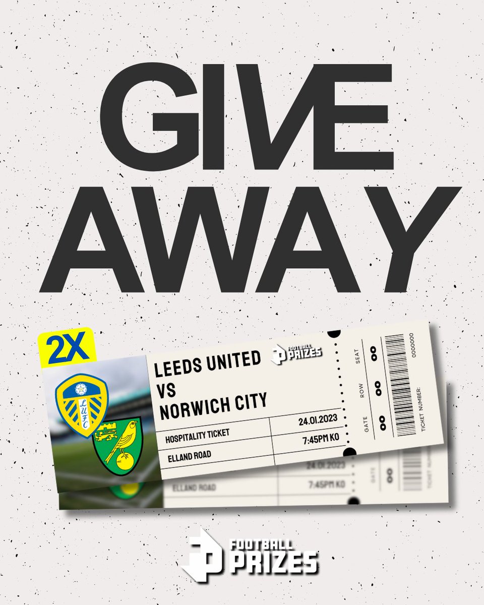 🚨 GIVEAWAY TIME! 🚨 2 x HOSPITALITY TICKETS to LEEDS UNITED vs NORWICH CITY 🎟️🎟️ How to Win: Follow @football_prizes 🔥 Like & Retweet this Post 🩷 Tag 1 Friend you'd take 👫 ONLY ENTER IF YOU ARE ABLE TO GO TO THE GAME! Good luck & the winner will be announced next week😆