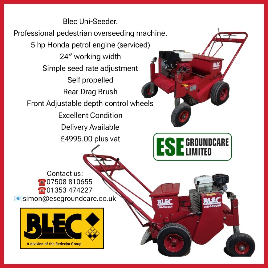 E.S.E GroundcareLtd (@ese_groundcare) on Twitter photo Quality used BLEC uniseeder in Stock and available Now.
☎️07508 810655
📧 simon@esegroundcare.co.uk
🖥️esegroundcare.co.uk Quality used BLEC uniseeder in Stock and available Now.
☎️07508 810655
📧 simon@esegroundcare.co.uk
🖥️esegroundcare.co.uk