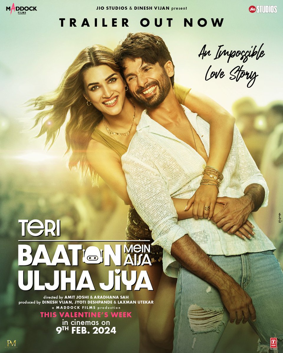 What an outstanding trailer it is. Everything was looking so fresh and entertaining. 
Kritsss you truly deserve 'Param sundari''s tag. You look so beautiful and I never expected that shahid and kriti will so together. ❤️🤖
Can't wait🔥
#TeriBaatonMeinAisaUljhaJiya Trailer out now