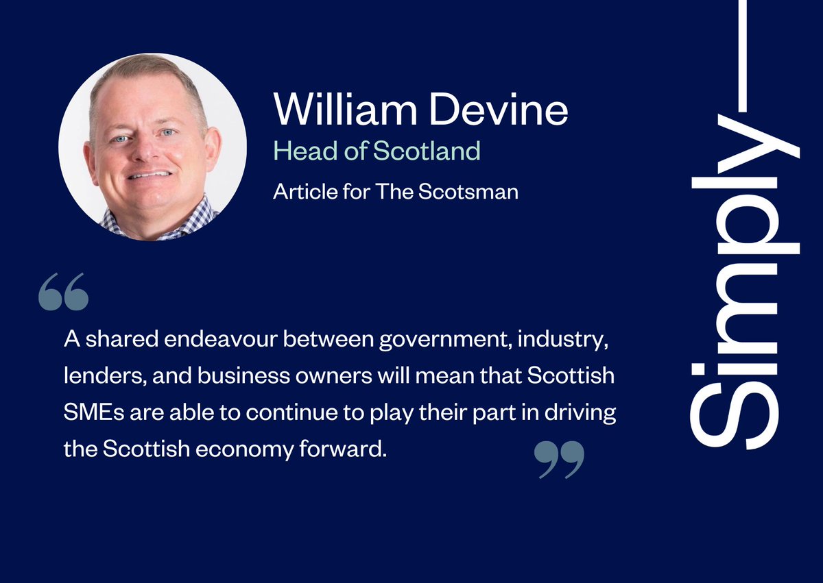 Simply Asset Finance (@simplyasset) on Twitter photo Last week's insightful article by our Head of Scotland <a href="/WDAsset/">William Devine</a> in <a href="/TheScotsman/">The Scotsman</a>.
How can we maintain resilience for Scottish SMEs in 2024?
Find out in William’s article here: bit.ly/4b19sMg
#TheScotsman #ScottishSMEs #SMEsin2024 Last week's insightful article by our Head of Scotland <a href="/WDAsset/">William Devine</a> in <a href="/TheScotsman/">The Scotsman</a>.
How can we maintain resilience for Scottish SMEs in 2024?
Find out in William’s article here: bit.ly/4b19sMg
#TheScotsman #ScottishSMEs #SMEsin2024