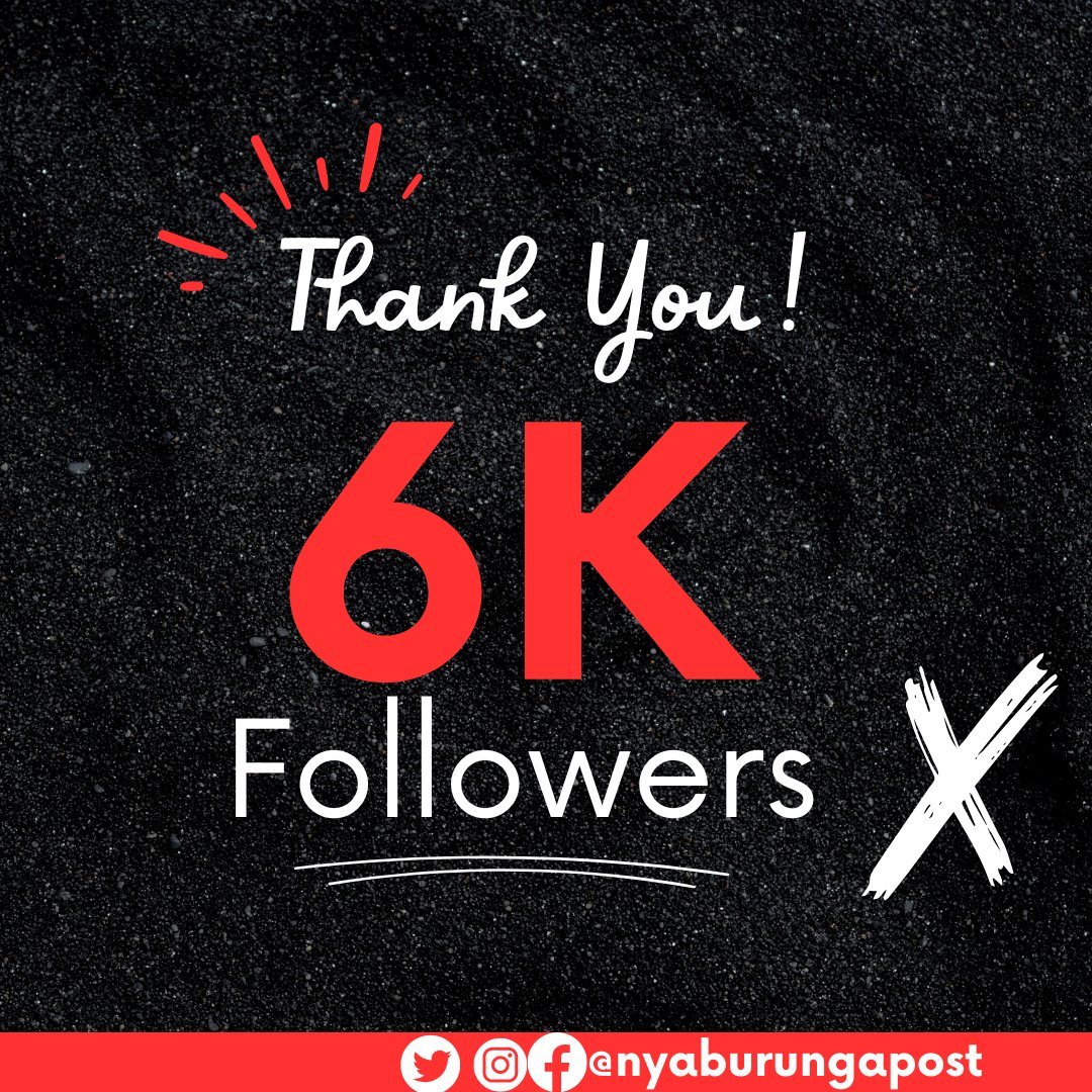 nyaburungapost's tweet photo. Gratitude infinie envers nos 6000 abonnés sur X! Votre soutien est la force qui alimente notre passion.

🎉Ensemble, nous continuons à grandir et à partager cette aventure.

#Burundi #nyaburungapost #EAC https://t.co/iM3IHy8i2S