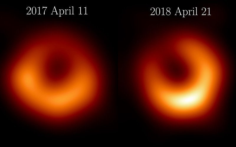 The @ehtelescope released a new image of the supermassive black hole in M87! The bright spot in the disk has shifted by 30 degrees… a beautiful proof of this giant’s variability! Several members of the BHI (including Dominic Chang and Nimesh Patel) took part in the discovery!