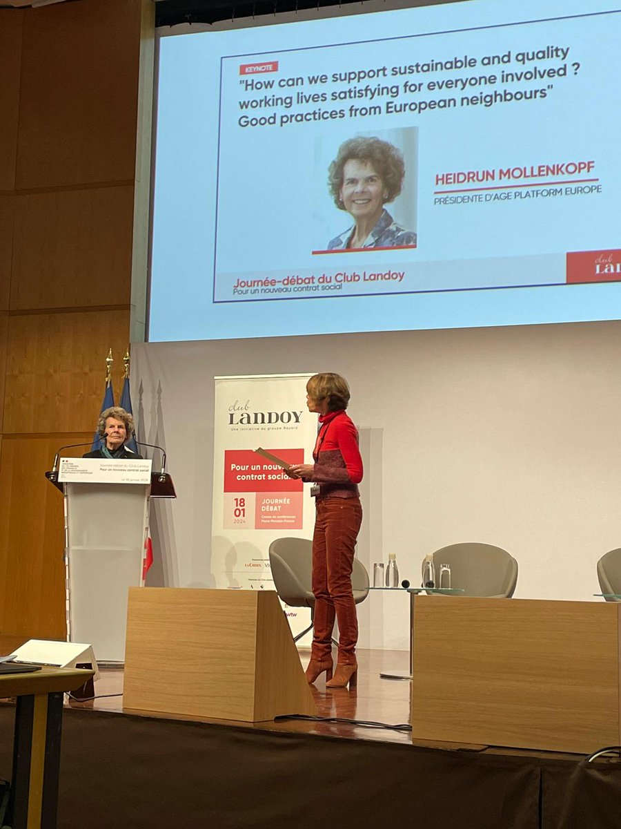 AGE_PlatformEU's tweet photo. (Post 2/4)
๐ฃ๏ธDr. Heidrun Mollenkopf, AGE President at @ClubLandoy Conference:
๐ฌ""One of the first responses given in the #AGEBarometer2023 is the need to recognise the experience, the value and the full potential of older people in the workplace. (...)""
#AWorldforAllAges https://t.co/gn7bBDhJUW