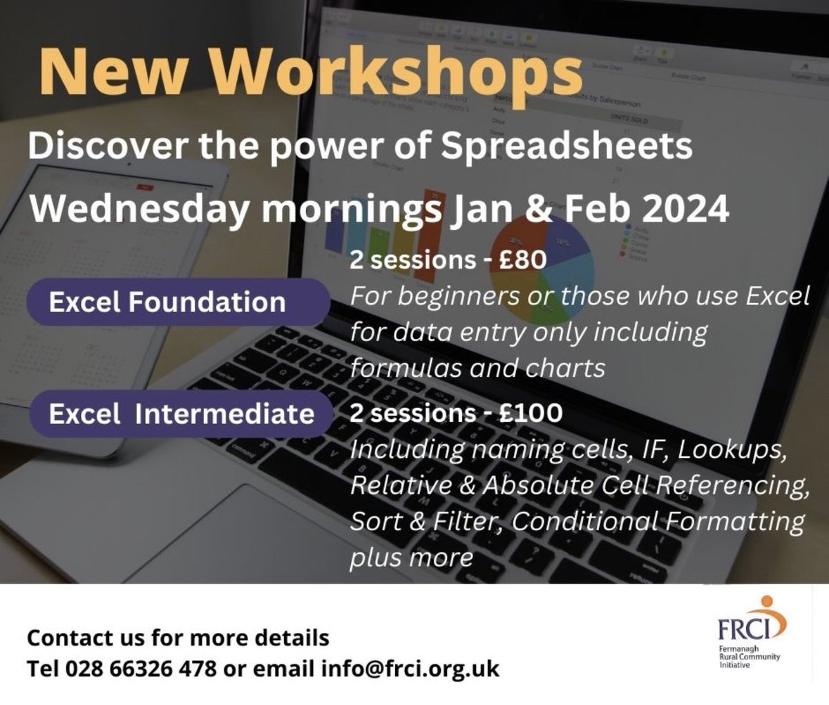 Ready to unlock the full potential of Microsoft Excel? Do you just use spreadsheets primarily for data entry? Join our online MS Excel Foundation Course now and become a more confident spreadsheet user.  Step up to the next level again with our MS Excel Intermediate Course.