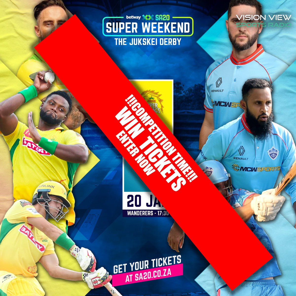 Vision View Sports Radio (@visionview_sr) on Twitter photo The <a href="/SA20_League/">Betway SA20</a> mania is here!!! Like or retweet this post at tag <a href="/VisionView_SR/">Vision View Sports Radio</a> and <a href="/SA20_League/">Betway SA20</a> and win tickets to witness another titanic battle.
#sa20 The <a href="/SA20_League/">Betway SA20</a> mania is here!!! Like or retweet this post at tag <a href="/VisionView_SR/">Vision View Sports Radio</a> and <a href="/SA20_League/">Betway SA20</a> and win tickets to witness another titanic battle.
#sa20