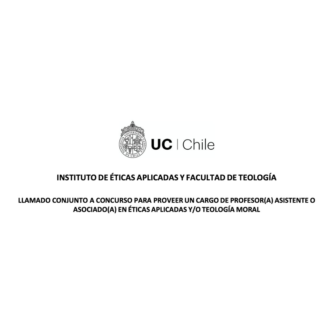 #ÉticasAplicadasUC y @TeologiaUC llaman a concurso internacional para un cargo de profesor/a asistente o asociado/a de jornada completa de planta ordinaria, a partir del 1 de septiembre de 2024 📆 

📲 Conoce los requisitos para postular 👉 bit.ly/3S2bz9V 

@ucatolica