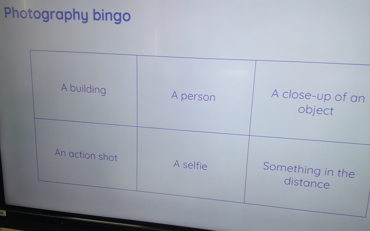 StAlbans_Sch's tweet photo. As part of our computing lesson today, Year Two are playing 'Photograph bingo' using a device to capture a digital photograph #MrsF #computing https://t.co/x7xYiaxyFt