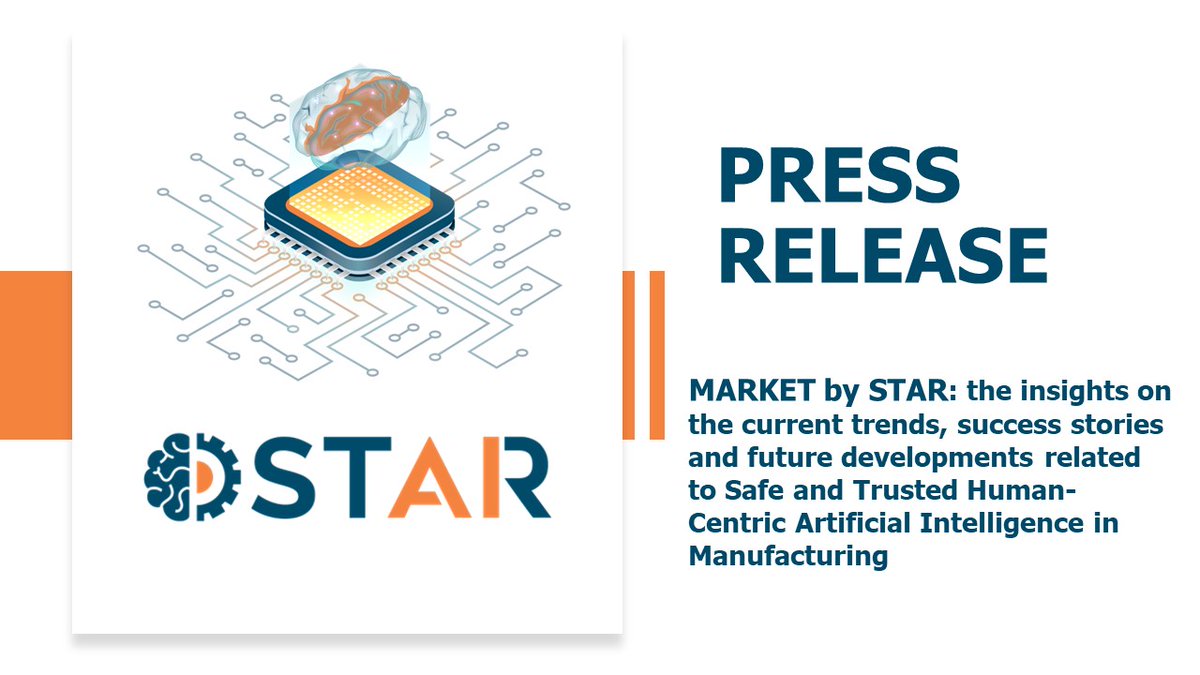 🔊Don't miss our 4th Press Release!

MARKET by STAR: the insights on the current trends, success stories and future developments related to Safe and Trusted Human-Centric #ArtificialIntelligence in Manufacturing

Enjoy reading 👉bit.ly/3SeXFCR
@CORDIS_eu
#star_AI #H2020