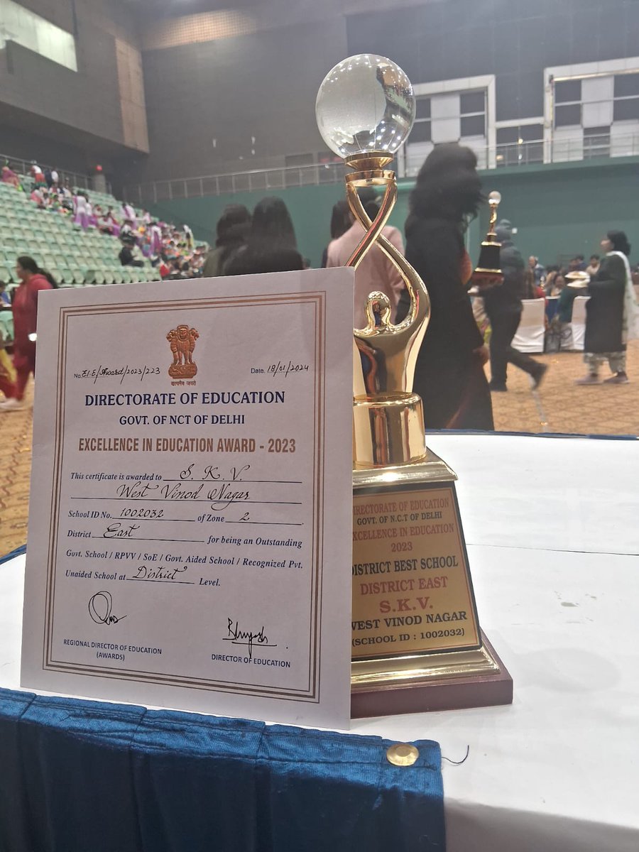 A heartfelt gratitude to @Dir_Education for recognising the initiatives of our school and awarding us with 'District (East) Best School Award'.🏆 We aspire to achieve further milestones through our quest for providing students with multifaceted learning experiences. 👩‍🎓👩‍🏫📖🏊‍♀️🤸‍♀️👩‍🎨