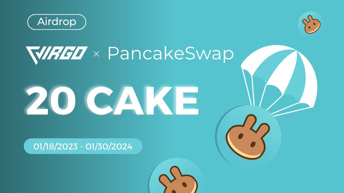 🪂 New Airdrop x @pancakeSwap 🪂

🎁 20 $CAKE to win on #VirgoWallet

✅ RT + Follow <a href="/virgo_coin/">Virgo</a>

✅ Install the wallet and go to the airdrop section 👇

🔗 virgo.net/download/

#Airdrop #Crypto #GiveawayAlert #CAKE #pancakeswap